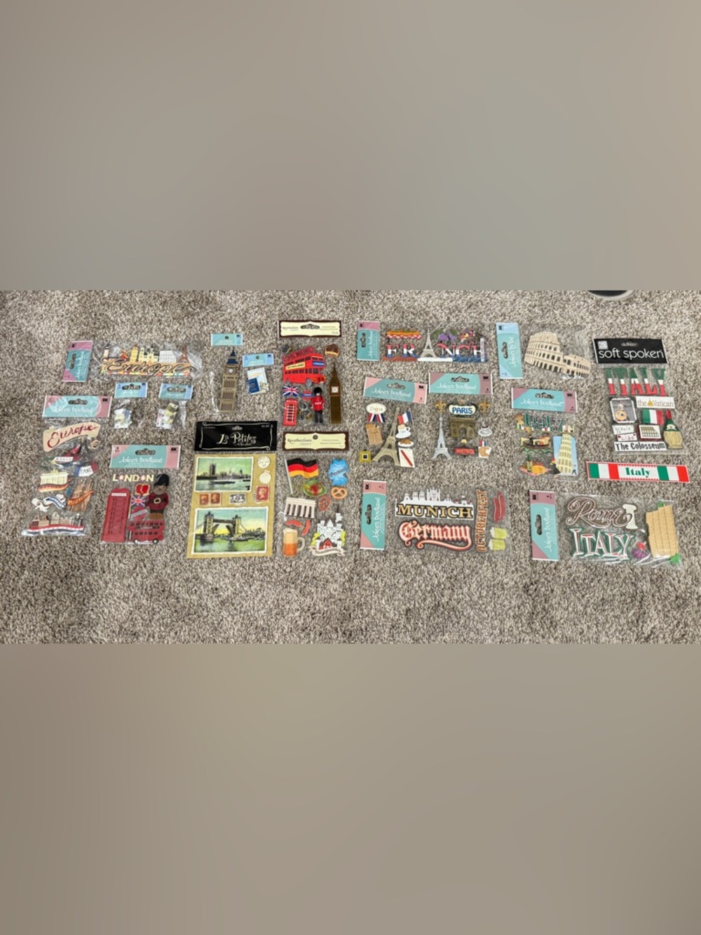 European Travel Scrapbook Sticker Lot - London, Paris, Germany, Italy